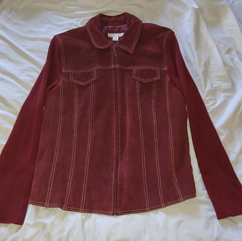 Coldwater Creek Burgundy Jean Jacket
